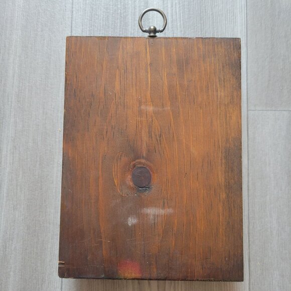 Wooden Wall Plaque With Cardinal Bird Illustration On Oval Ceramic Center - Picture 4 of 6